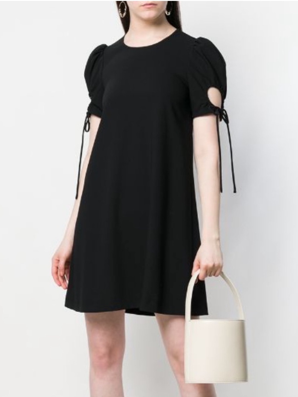 See By Chloe Black Puff-Sleeve Tie Dress